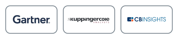 Logos for industry analyst firms Gartner, KuppingerCole Analysts, and CB Insights recognizing Ping Identity.